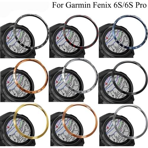 For Garmin Fenix 6S Pro Sapphire metal Bezel Ring Styling Case Smart Watch Stainless Steel Cover Anti-scratch Protection Ring