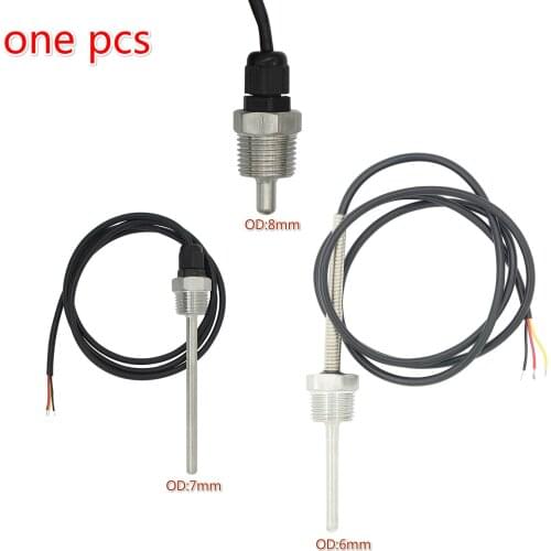 DS18B20 Digital Temperature Sensor G1/2" Thread Probe DIA=6 7 8mm 1m 3-core Wire SUS304 Stainless Steel Shell ds18b20 L30-500mm