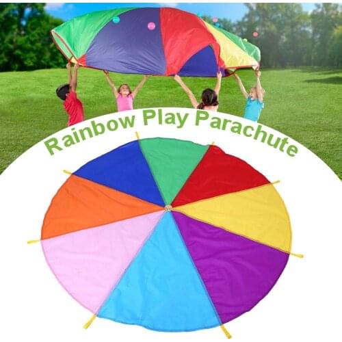 Kids Outdoor Comprehensive Outreach Training Play Parachute with Handles Team Game Development Training Rainbow Parachute