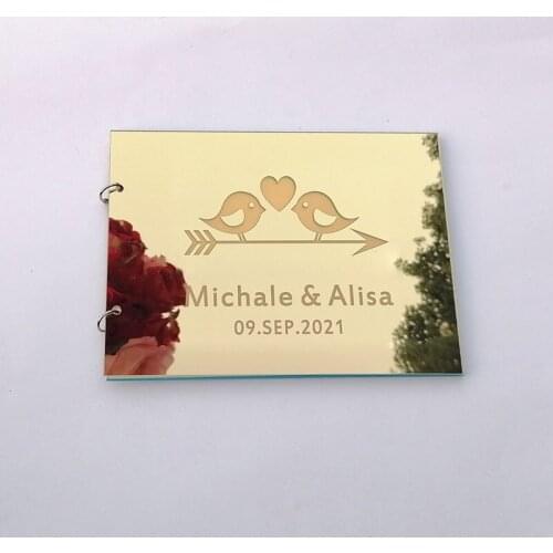 Factory free Customized Classic Design Wedding Name Widely Used Blank Guest Book Wedding Acrylic Mirror Material