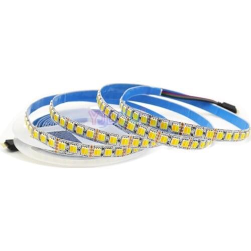 5M 120leds/m White+Warm white 2 in 1 LED Strip Light DC12V 24V Double Color SMD 5050 CCT Flexible Lamp Tape White PCB