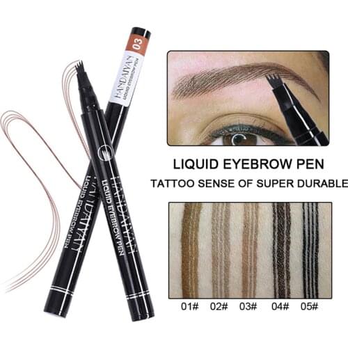 4 Head Fine Sketch Fork Tip Liquid Eyebrow Tattoo Pencil Easy To Wear Waterproof Eye Brow Pen Natural Makeup