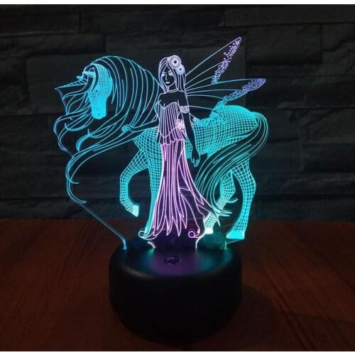 Beauty And Horse Led 3d Colorful Nightlight Creative Visual Christmas decorative lights decoration 3D night light