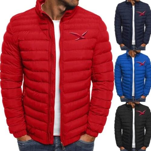 Firebirds Mens Parka Jacket Winter Coat Men Cotton Puffer Jacket Solid Plus Size Overcoat Zipper Streetwear Casual Jacket Men