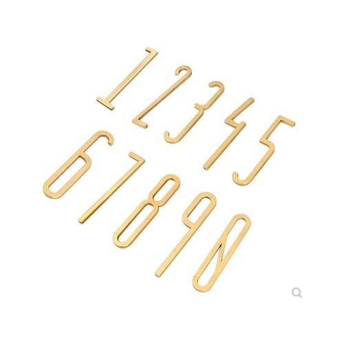 Brass House Number /70mm Height / 0-9 Number Modern Plaque Number House Hotel Door Address Digits Sticker Plate Sign A-Z Number