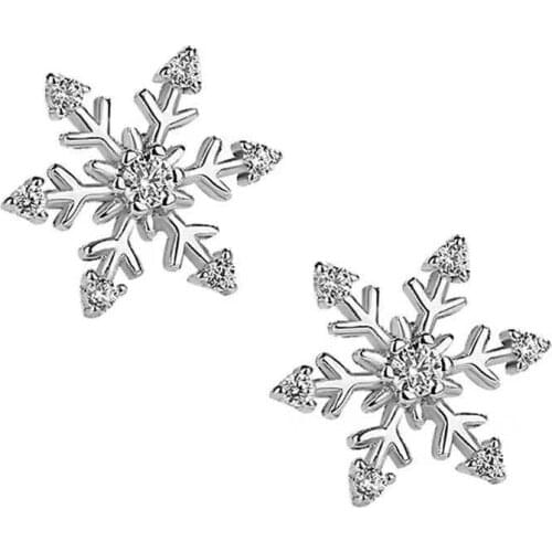 Cute Small Deer Christmas Tree Stud Earrings For Women Girls Sliver Color Asymmetric Animal Earrings Cute Snowflake Earrings