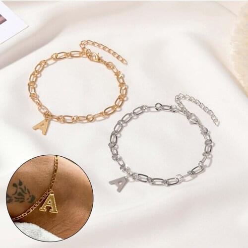 Fashion Crystal Letter Anklets Bracelet for Women A Alphabet Anklets Female Gold Color Leg Foot Chain Boho Jewelry Gift