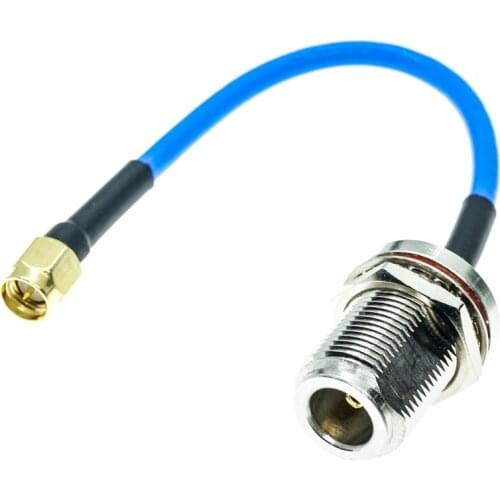 N female Jack Bulkhead to SMA male plug connector RG405 RG-405 Semi Flexible Coaxial Cable .086" 50ohm Blue