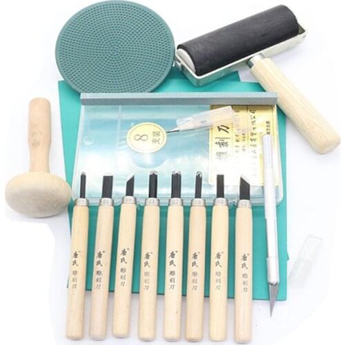 Print tool kit Carving knife PPC rubber plate Mushroom roller pen knife combination set