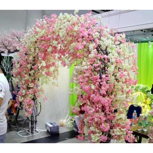 Natural vertical silk cherry blossom for wedding decoration DIY Cherry trees artificial flower bouquet 150CM long SN1145