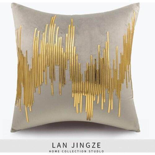 Light Luxury PU Leather Cushion Cover 50x50cm Gold Soft Sofa Waist Pillowcase Decorative Home Pillows