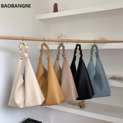 New Womens Bags Sets Korean Ladies Small Shoulder Bag Soft PU Leather Plicated Strap Female Triangle Handbags
