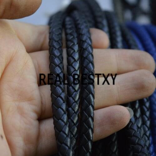 REAL BESTXY 5m/lot 6mm/black round Genuine Leather Cord Wire Fashion Jewelry DIY Necklace Bracelet Cords Finding leather strip