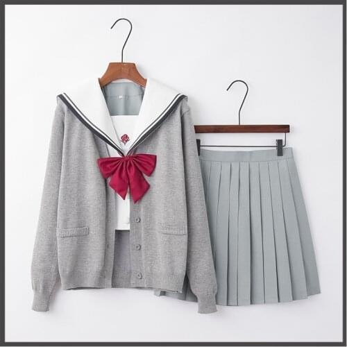 2020 School Dresses Japanese Jk Uniforms Gray Sailor Suit Anime Form Pleated Skirt Uniform Dress For High School Girls Students