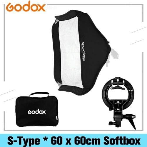 GODOX 60 x 60cm 24*24inch Foldable Softbox Kit with S-Type Bracket Stable Flash Bowens/Elinchrom/Comet Mount for Camera Flashes