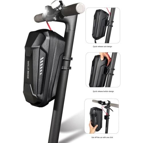 WILD MAN Electric Scooter Front Storage Bag EVA Hard Shell 2/3L Large Capacity Skateboard Hanging Pack Pouch for Xiaomi M365 Pro