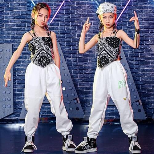 Girls Jazz Dance Costumes ChildrenS Day Vest Bare Navel Hip Hop Pants Street Dance Wear Ballroom Hip Hop Dance Clothes DQS7619