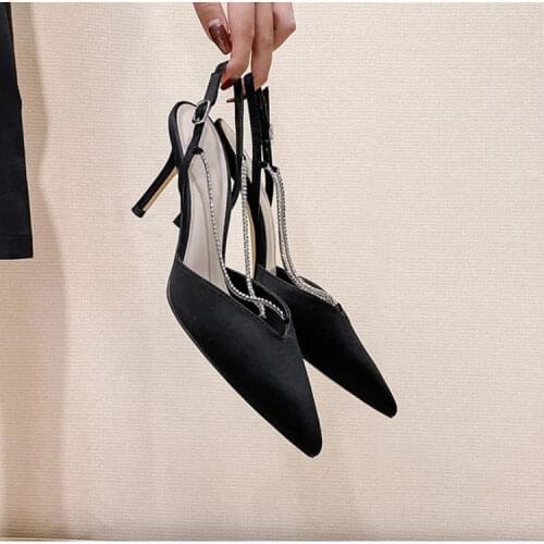 Women Shoes Orange Branded Pumps High Heels Pointed Toe Sandals Ladies Lace-Up Shallow Mouth 2021 White Fashion Spikes Beige Fin