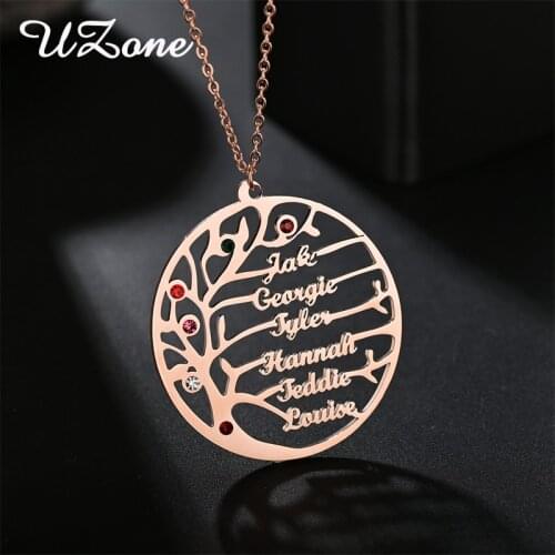 Piercing Tree of Live Personalized Name Necklace Birthday Stone Custom Nameplate Pendants Women Men Mask Gifts Factory Wholesale