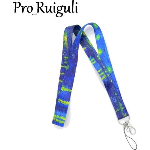 30pcs Van gogh Starry sky Neck Strap Lanyards ID badge card holder keychain Mobile Phone Strap Gifts