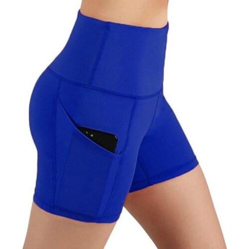 Women Gym Shorts Yoga High Waist Lifting Push Up Tight Sports Leggings Pocket Jogging Running Fitness Yoga Short Pants