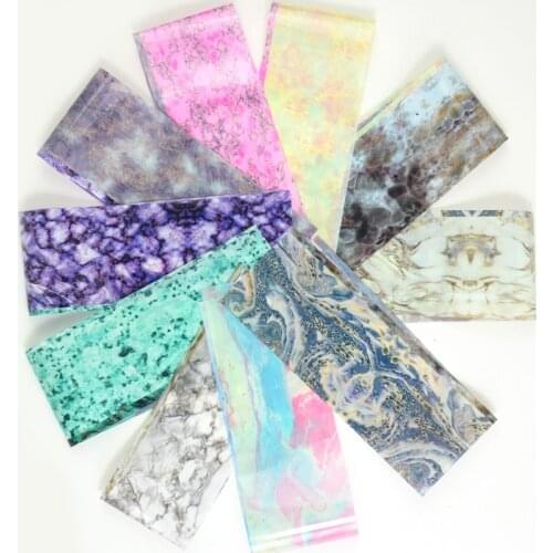 10pcs 4*20CM Rock Marble Design Nail Foil Stickers Set New Design Nail Transfer Foils Roll DIY Acrylic Nail Decoration