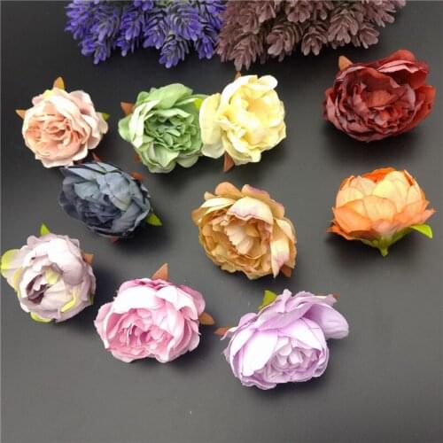 10pcs/lot 4cm Artificial Rose Flowers Head For Wedding Party Home Decoration Silk Floral Marriage Dress Shoes Hats Accessories