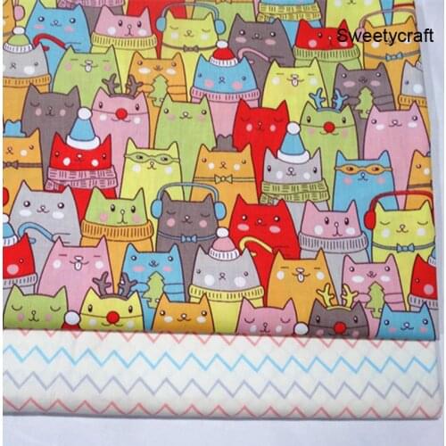 160*50cm Cloth Lovely Cat Print Cotton patchwork Fabric Quilting material for DIY Sewing dolls and Dress Needlework Accessories