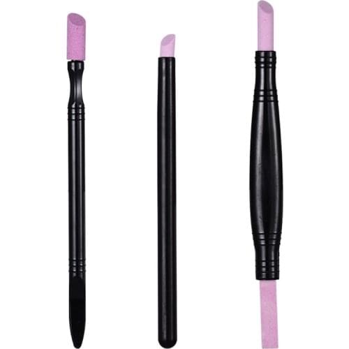 3Pcs Double End Quartz Nail Cuticle Hangnails Remover Washable Dead Skin Pusher Trimmer Manicure Grinding Bars Tools