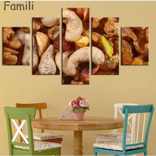 5pcs Brown Various Colorful Herbs And Spices Wall Art Painting Picture Print On Canvas Food Artwork for Kitchen Decorative Hot G