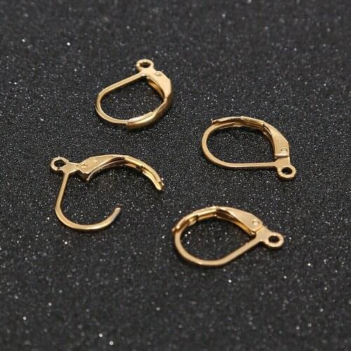 50pcs 13*10mm Stainless Steel Gold Plated Ear Wires Hoop Earring French Hooks For DIY Jewelry Earring Findings Components Making