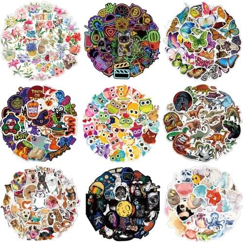 80 Pcs Anime Stickers Cute Cats Dinosaur VSCO Girl Animals Sticker Pack on Laptop Car Water Bottle Luggage Book Bicycle Decals