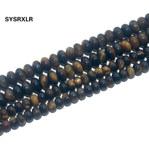 Free Shipping Tiger Eye Natural Stone Spacer Rondelle Round Beads For Jewelry Making DIY Bracelet Necklace Material 4*7/5*8 MM