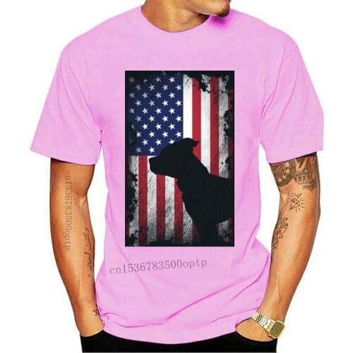 Print T Shirt Mens Short Sleeve Hot American Pit Bull Terrier Usa Flag Shirt Patriotic Dog Gift T Shirt