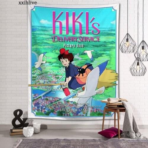 Hayao Miyazaki Movie Anime Kikis Delivery Service Custom HD Tapestry For Carpet Travel Mattress Wall Carpets Art Home Decor