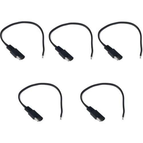 5pcs SAE Power Automotive Extension Cable 18AWG 300mm Solar Battery Plug Wire SAE Cable for Solar Battery, Car Battery