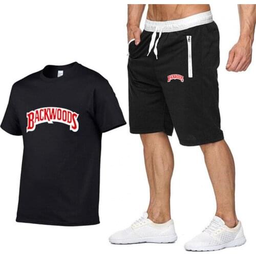Summer new mens clothing Harajuku casual street tracksuit men two-piece T-shirt shorts sports fitness mens suit