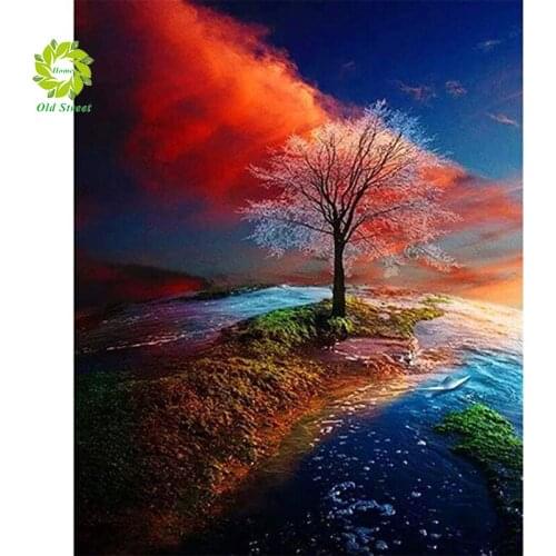OSH FULL 5D DIY Diamond Painting Cross Stitch Kit Tree Picture Gifts Round Diamond Embroidery Mosaic Pattern Home Decoration