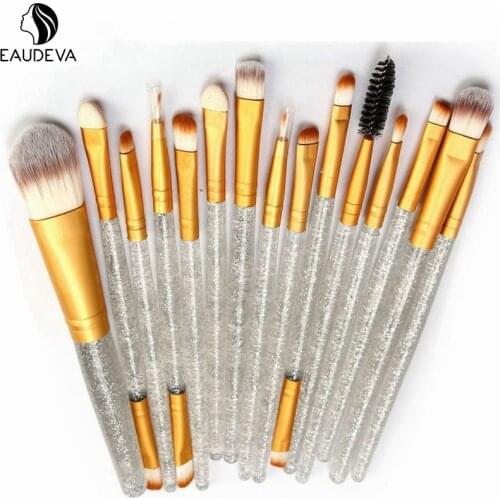 15pcs Makeup Brushes Tool Set Transparent Flash Drill Shank Cosmetic Powder Concealer Eye Shadow Foundation Blush Beauty Brush