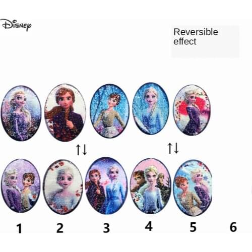 Disney animation movie Frozen 2 Animation surrounding Elsa and Anna flip chip Sequin cloth patch Princess patch embroidery patch