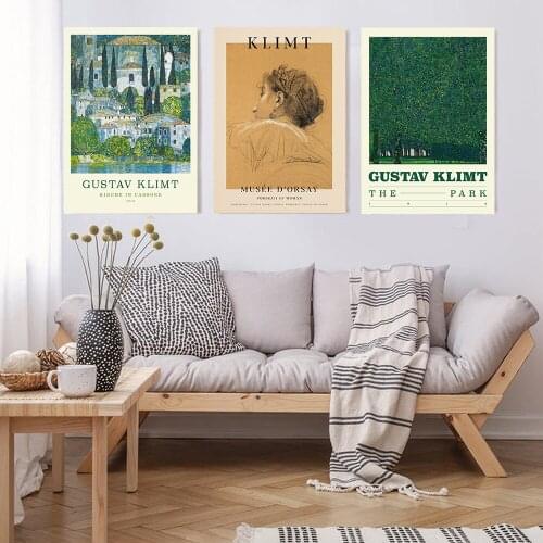 Gustav Klimt Landscape Garden Park Wall Art Poster Klimt Modern Canvas Print And Lady Kiss Mural Exhibition Painting Home Decor