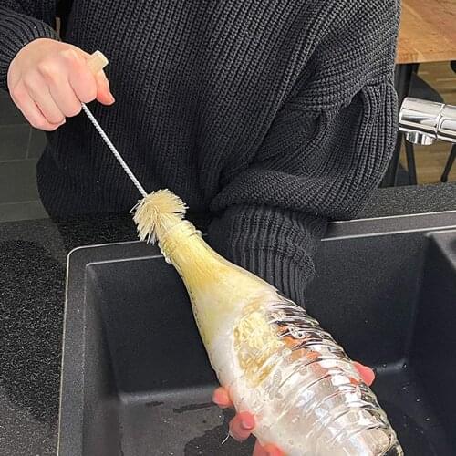 Long Narrow Neck Bottle Cleaning Water Bottle Cleaner with Wood Handle 32cm for Washing Cups, Flasks, Mugs, Glassware