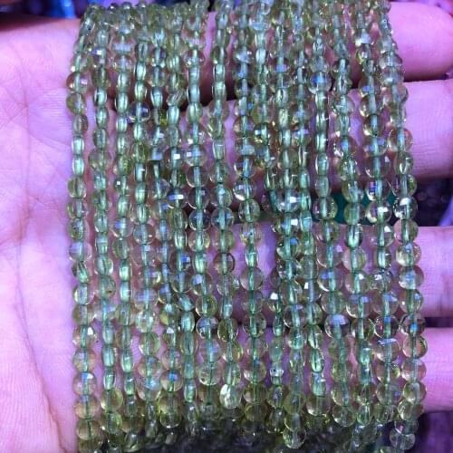 Wholesale 2strings Natural Peridot Beads 2x4mm Faceted Bean Coin Gem Stone Loose Beads For jewelry DIY 15.5"/string