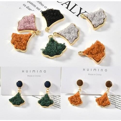 Autumn fashion charms 40pcs/lot color alloy/wool material sector shape diy jewelry earrings/necklace pendants accessory