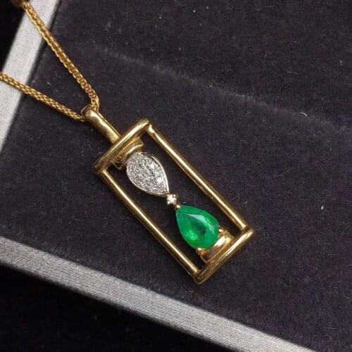 Natural And Real Emerald necklace pendant Free shipping 925 sterling silver gemstone For men or women