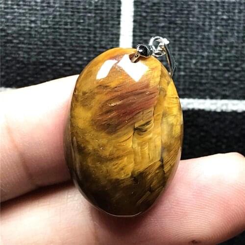 Top Natural Yellow Red Pietersite Pendant Woman Lady Man Crystal 24x17x7mm Beads Egg Silver Shape Namibia Stone Jewelry AAAAA