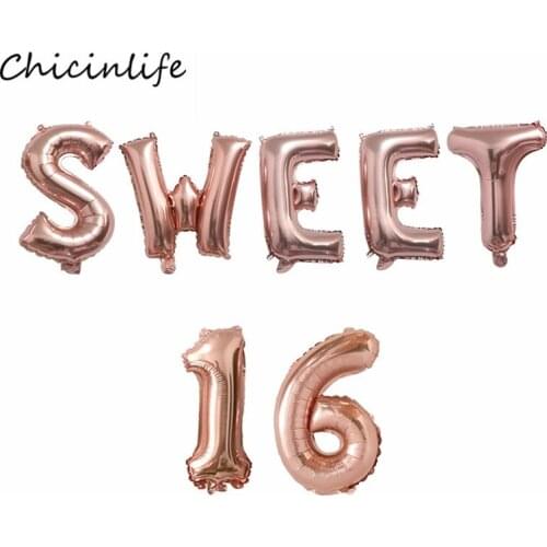 Chicinlife Sweet 16 Foil Balloon 16 Years old Birthday Party Decoration Sweet 16 Party Supplies 16th Birthday Balloon