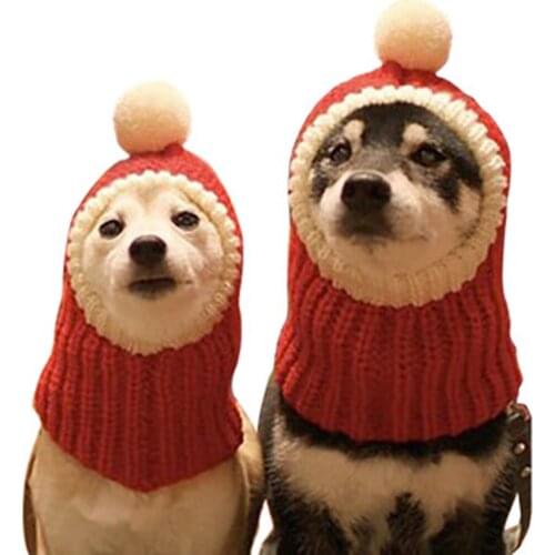 Christmas Dog Hat Winter Warm Red Knit Headwear for Chihuahua Birthday Dog Accessories for Small M Large Dogs Pet Cat Hat Cap