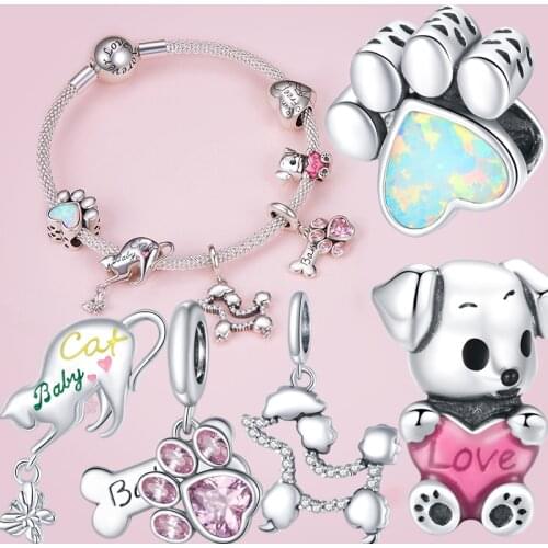 Animal series 100% 925 sterling silver koala beads elephant charm fit bracelet women fashion jewelry enamel cat pendant DIY gift