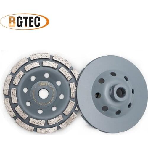 BGTEC 2pcs 5inch Diamond Double Row Grinding Cup Wheel 125mm concrete, Masonry, Granite marble Grinding discs